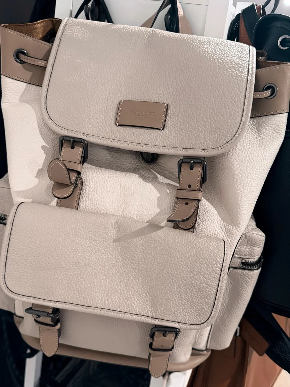 Men’s Cream/Tan Leather Backpack Bag